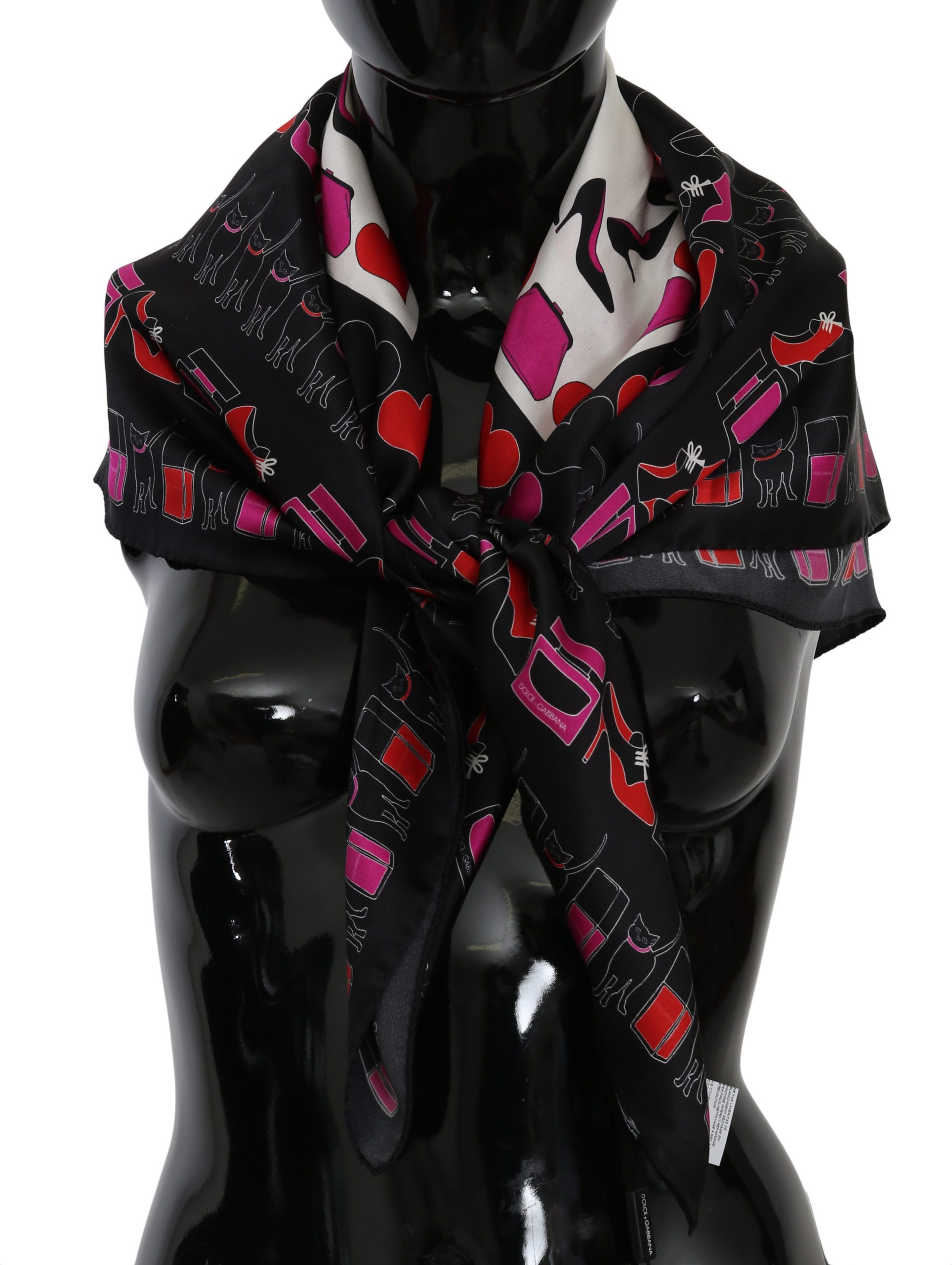 Dolce & Gabbana Women's Fashion Print Wrap Silk Scarf Black MS6026