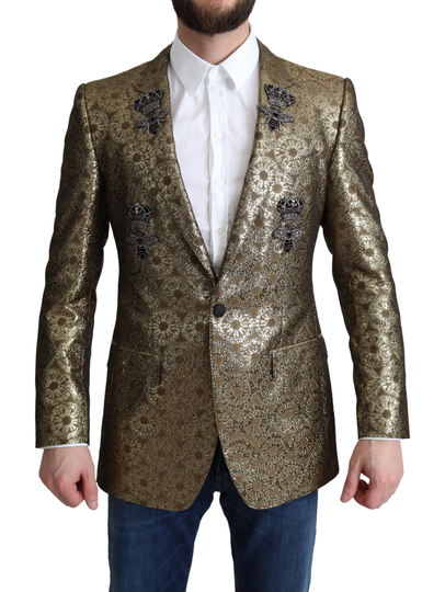 Gold Crystal Crown Bee MARTINI Blazer Jacket - IT46 | S