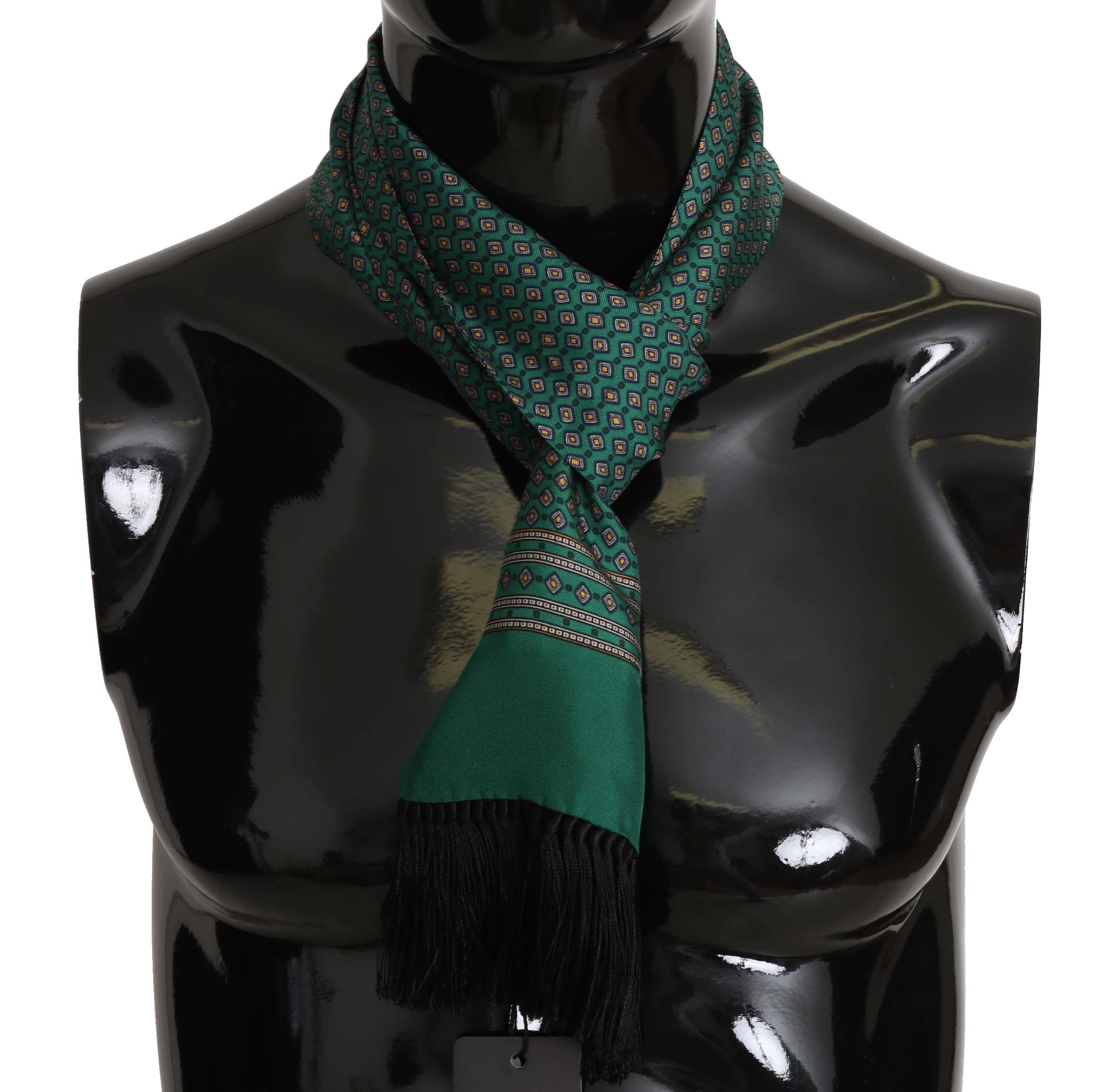 Dolce & Gabbana Men's Baroque Tassel Silk Scarf Green MS5134