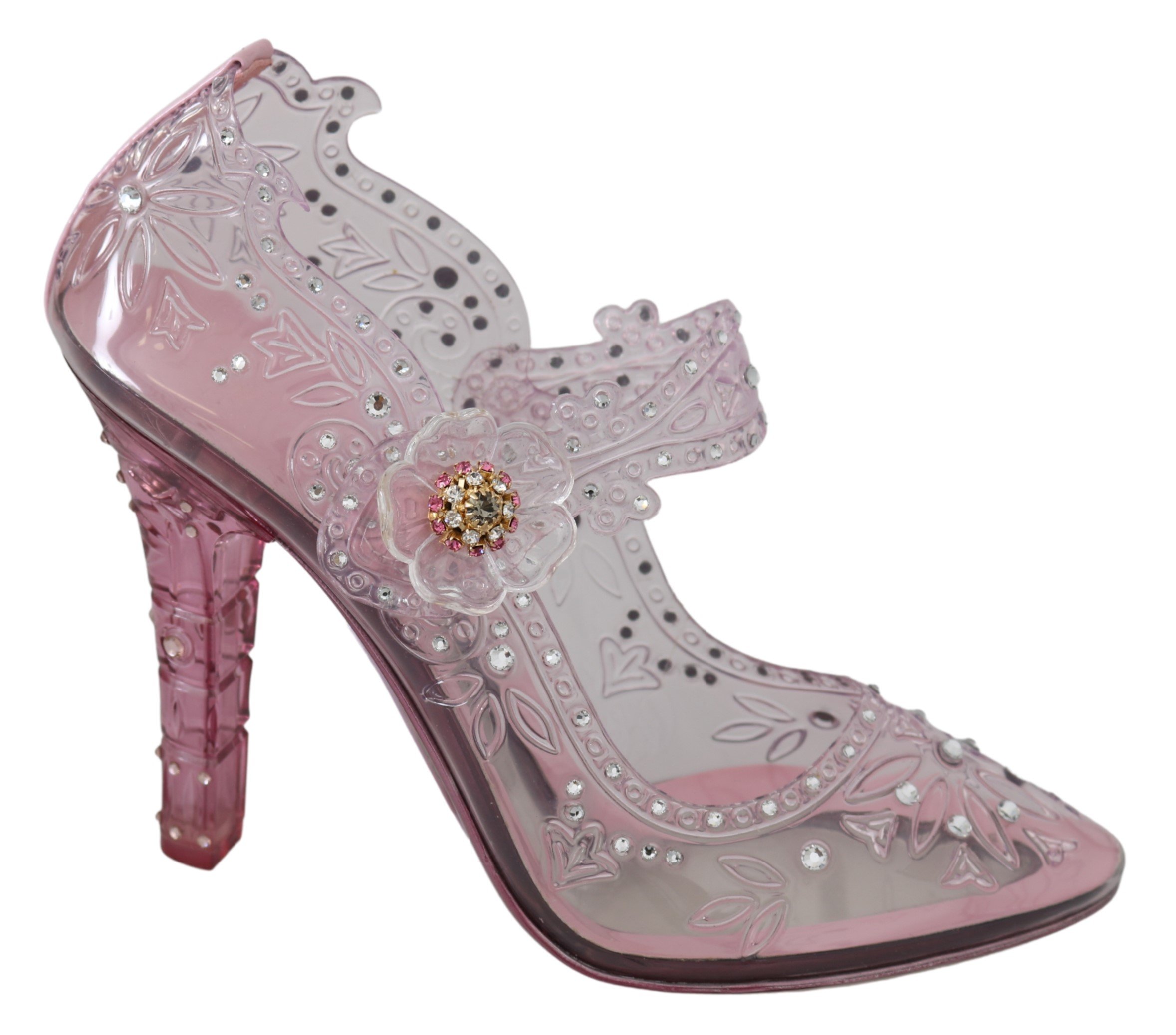 Dolce & Gabbana Women's Floral Crystal CINDERELLA Pumps Pink LA7292 - EU39/US8.5