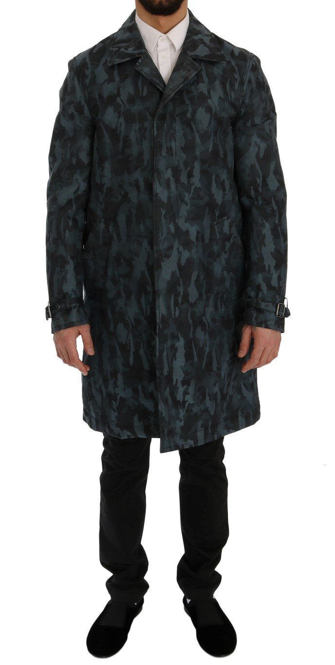 Dolce & Gabbana Men's Camouflage Trench Trench Blue SIG60312 - IT48 | M
