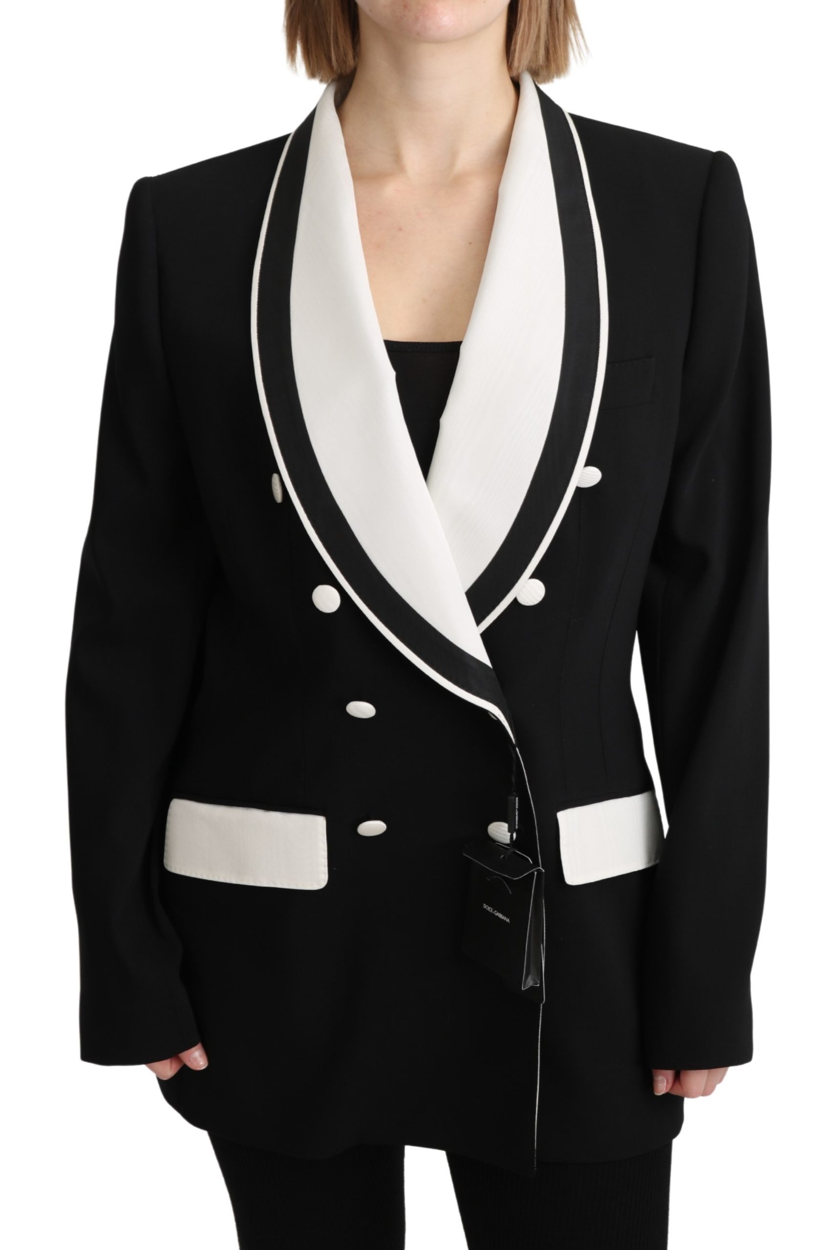 Dolce & Gabbana Women's Double Breasted Blazer Wool Jacket Black KOS1796 - IT48|XXL