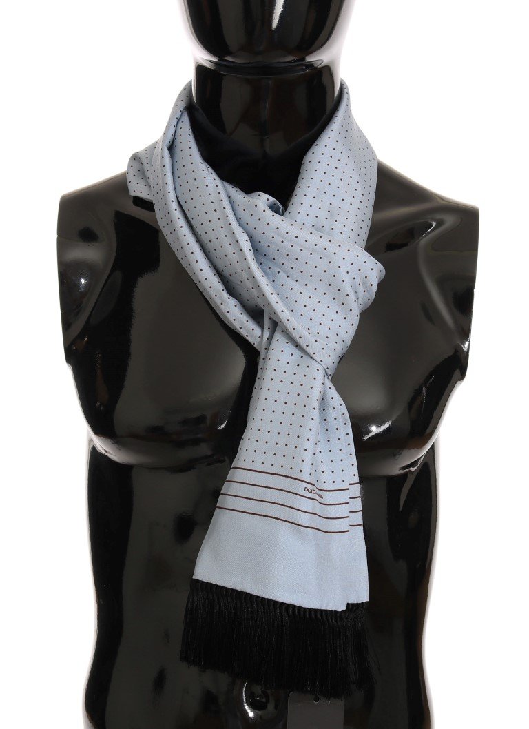 Dolce & Gabbana Men's Silk Polka Dot Scarf Blue MS2252