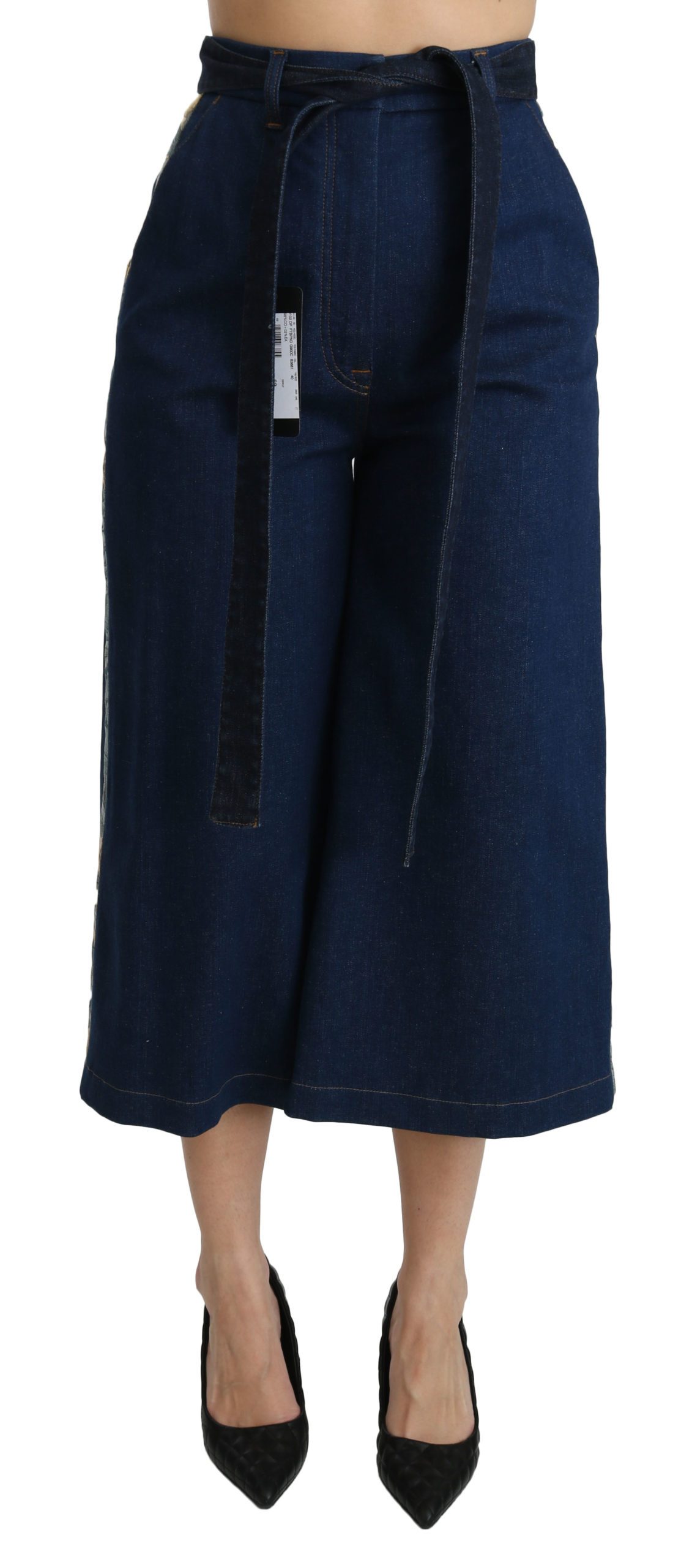 Dolce & Gabbana Women's Palazzo Cropped Denim Cotton Stretch Jeans Blue PAN70864 - IT40|S