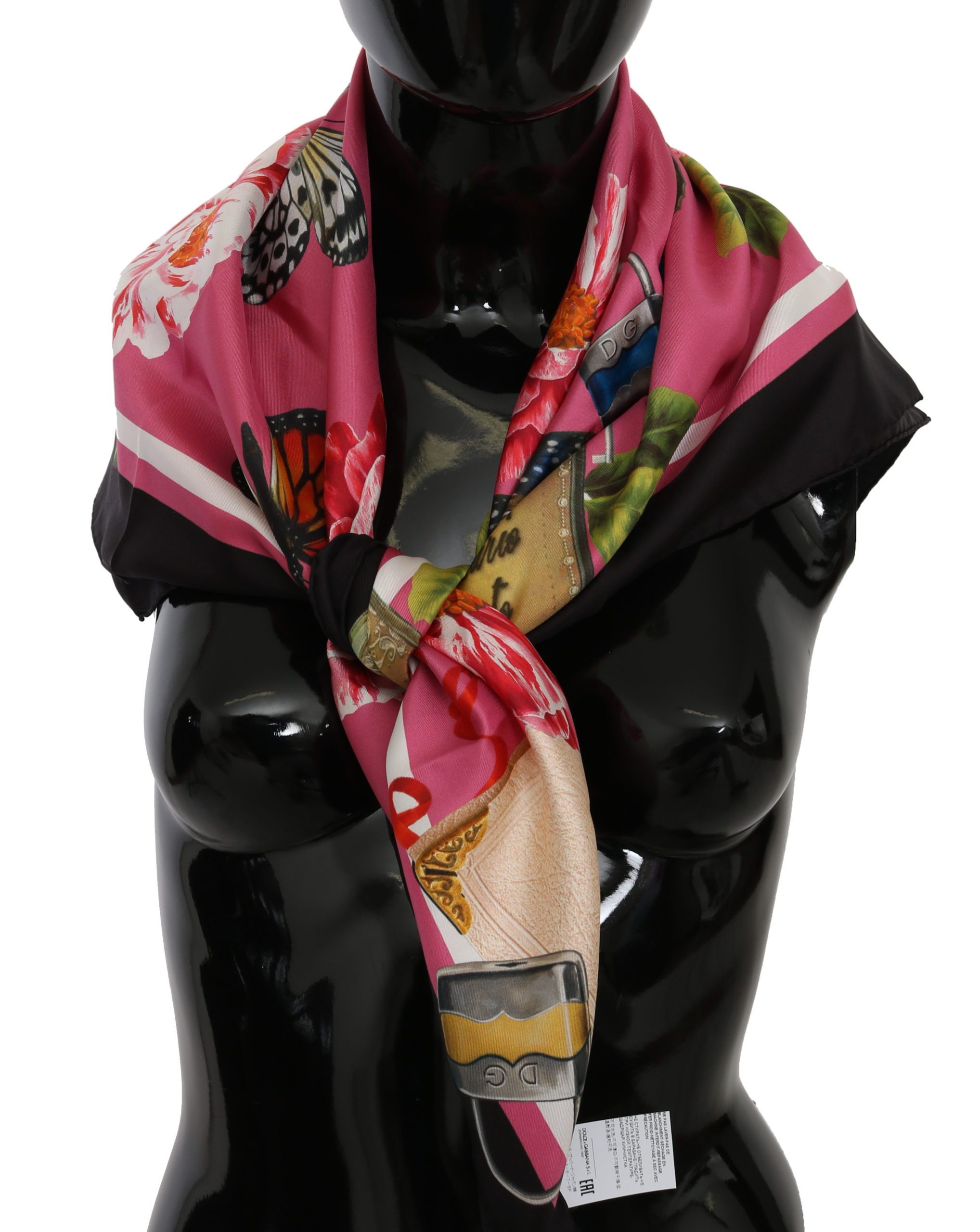 Dolce & Gabbana Women's Butterfly Padlock Print Scarf Multicolor MS6035