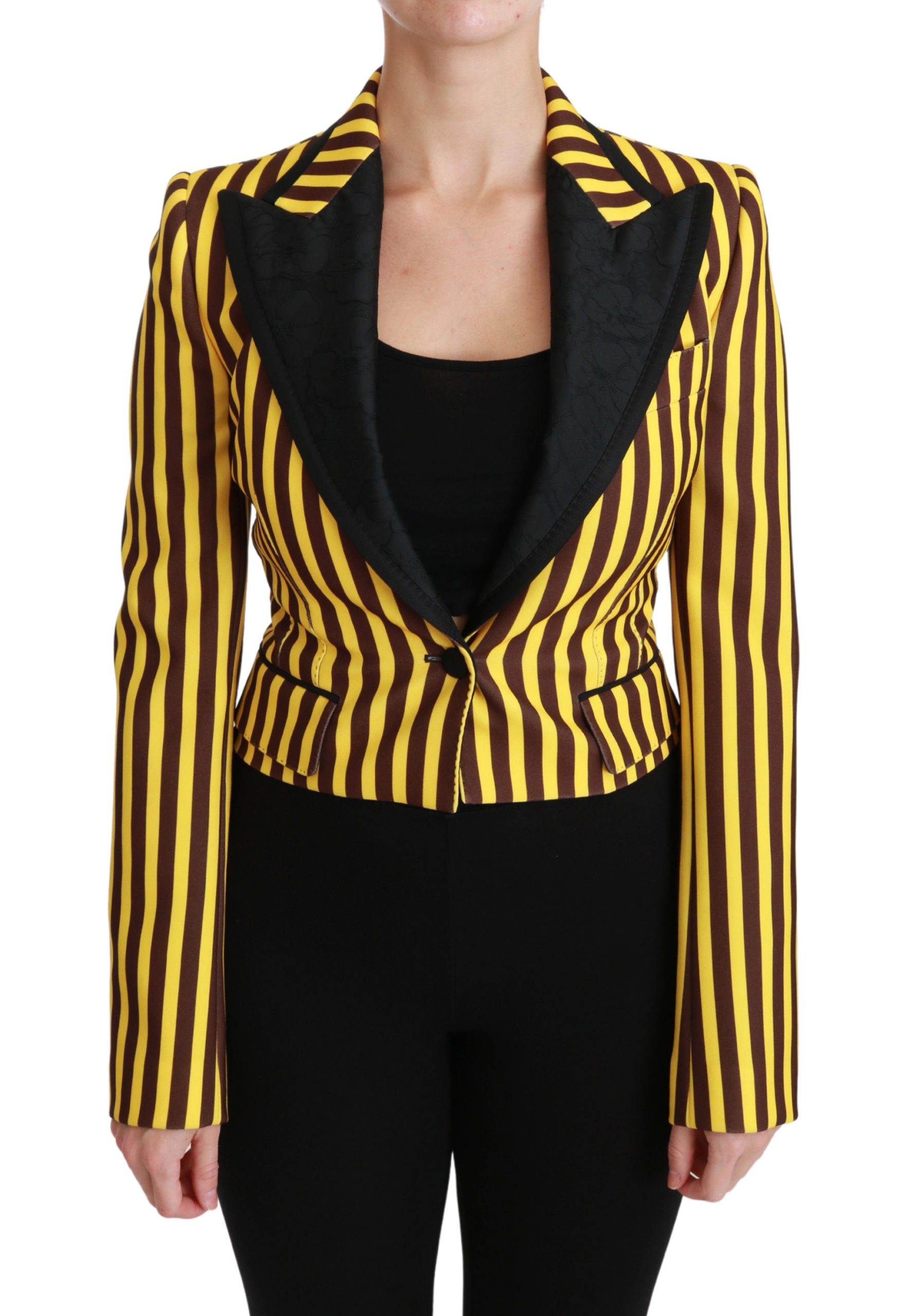 Dolce & Gabbana Women's Striped Jacket Blazer Yellow JKT2560 - IT40|S