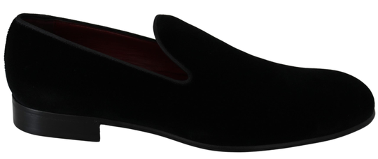 Dolce & Gabbana Men's Velvet Flat Loafers Shoes Black MV3209 - EU40/US7