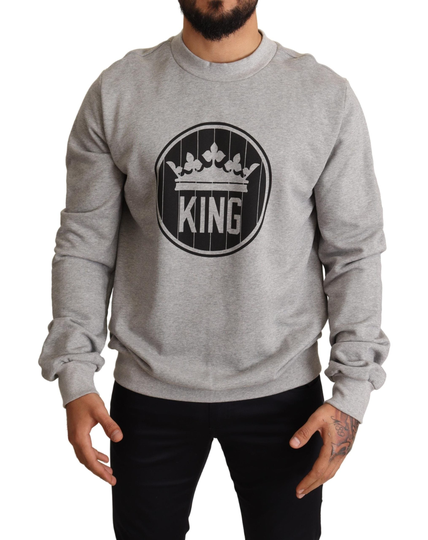 Gray Crown King Print Cotton Sweater - IT44 | XS