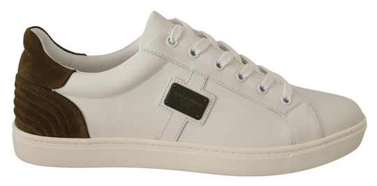 White Suede Leather Mens Low Tops Sneakers - EU39.5/US6.5