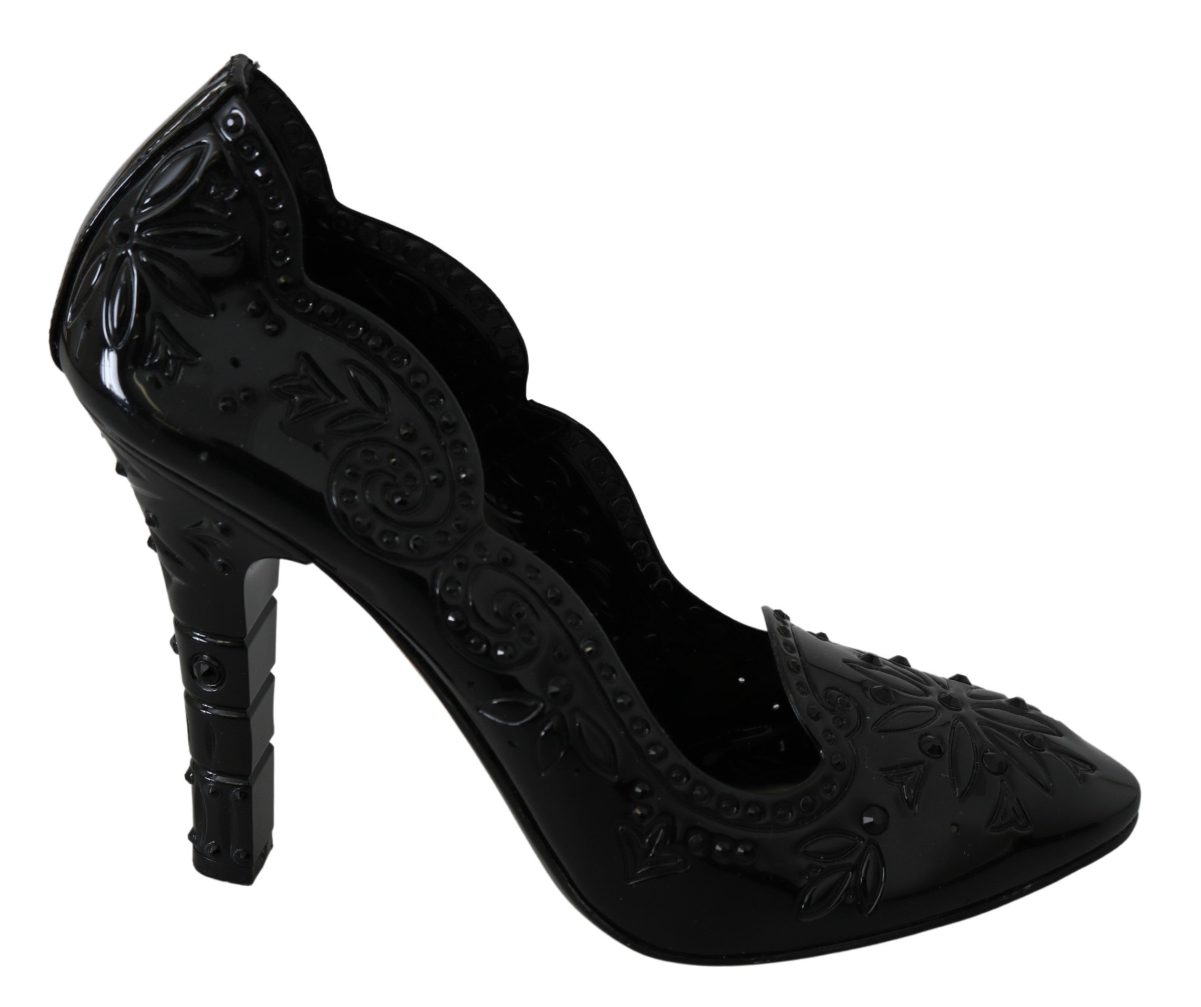 Dolce & Gabbana Women's Crystal Floral CINDERELLA Pumps Black LA7269 - EU39/US8.5