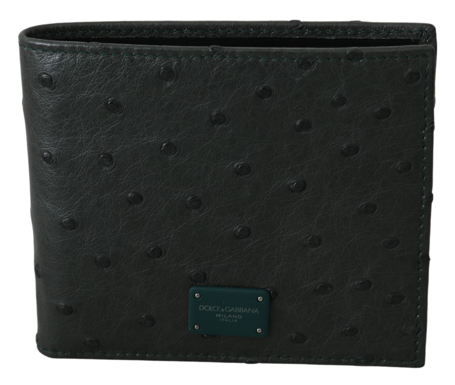 Dolce & Gabbana Men's Ostrich Leather Bifold Wallet Green VAS9692