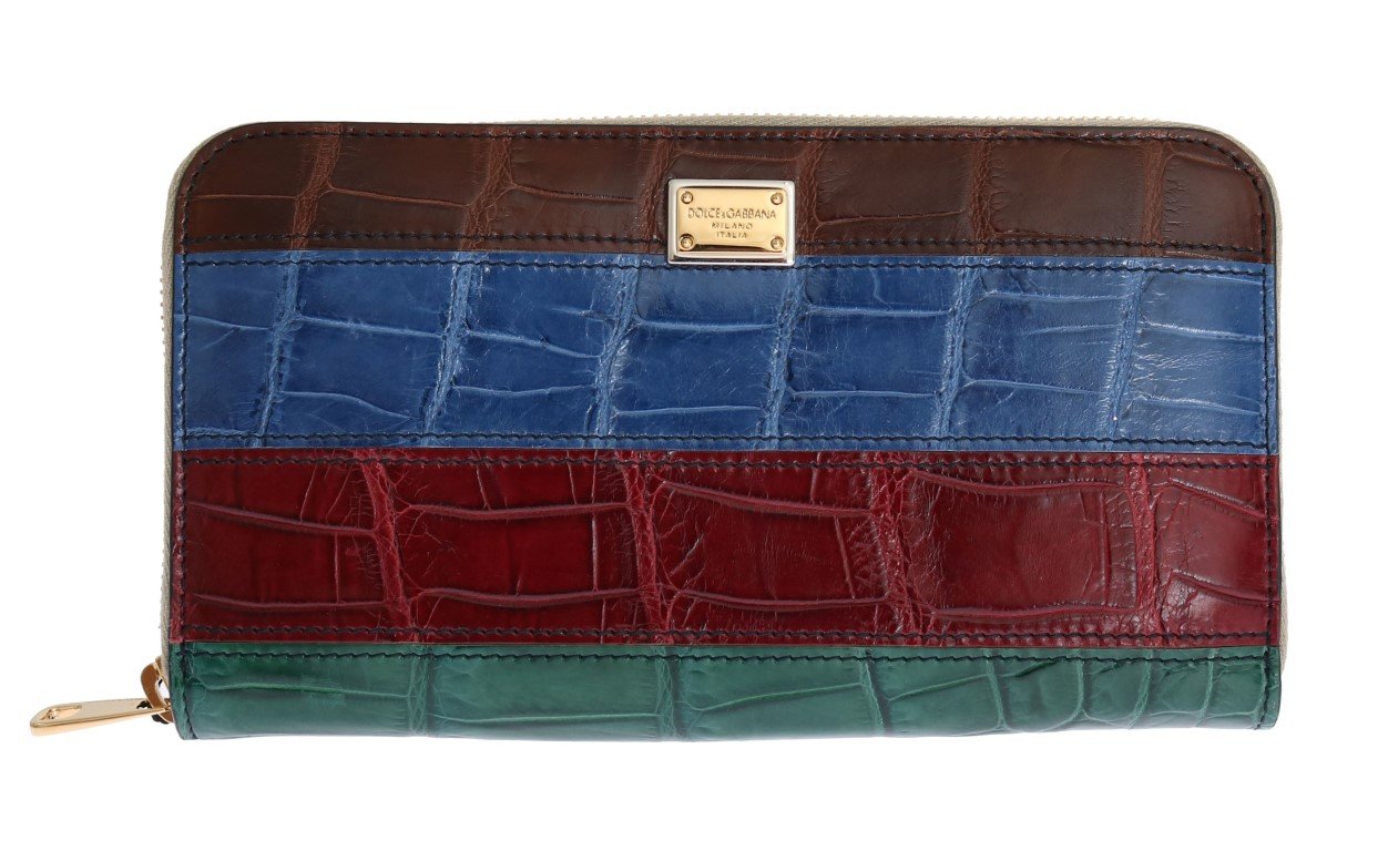 Dolce & Gabbana Women's Leather Crocodile Skin Wallet Multicolor VAS1224