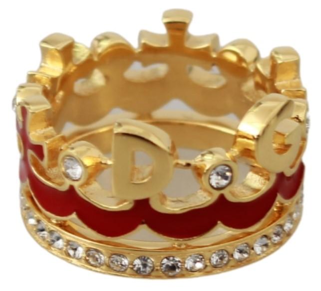 Dolce & Gabbana Women's Crystal CROWN Statement Ring Gold SMY7078 - EU48 | US4.5