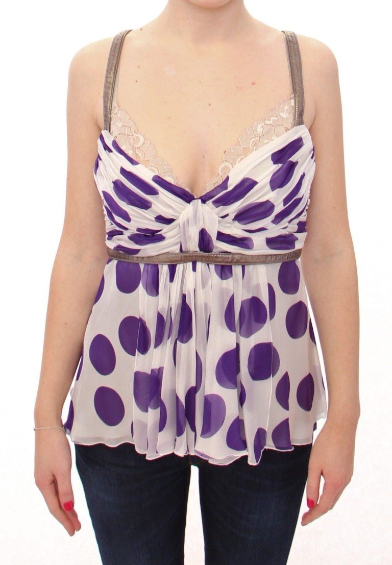 Dolce & Gabbana Women's Silk Lace Tops Purple GOD10331 - IT44|L