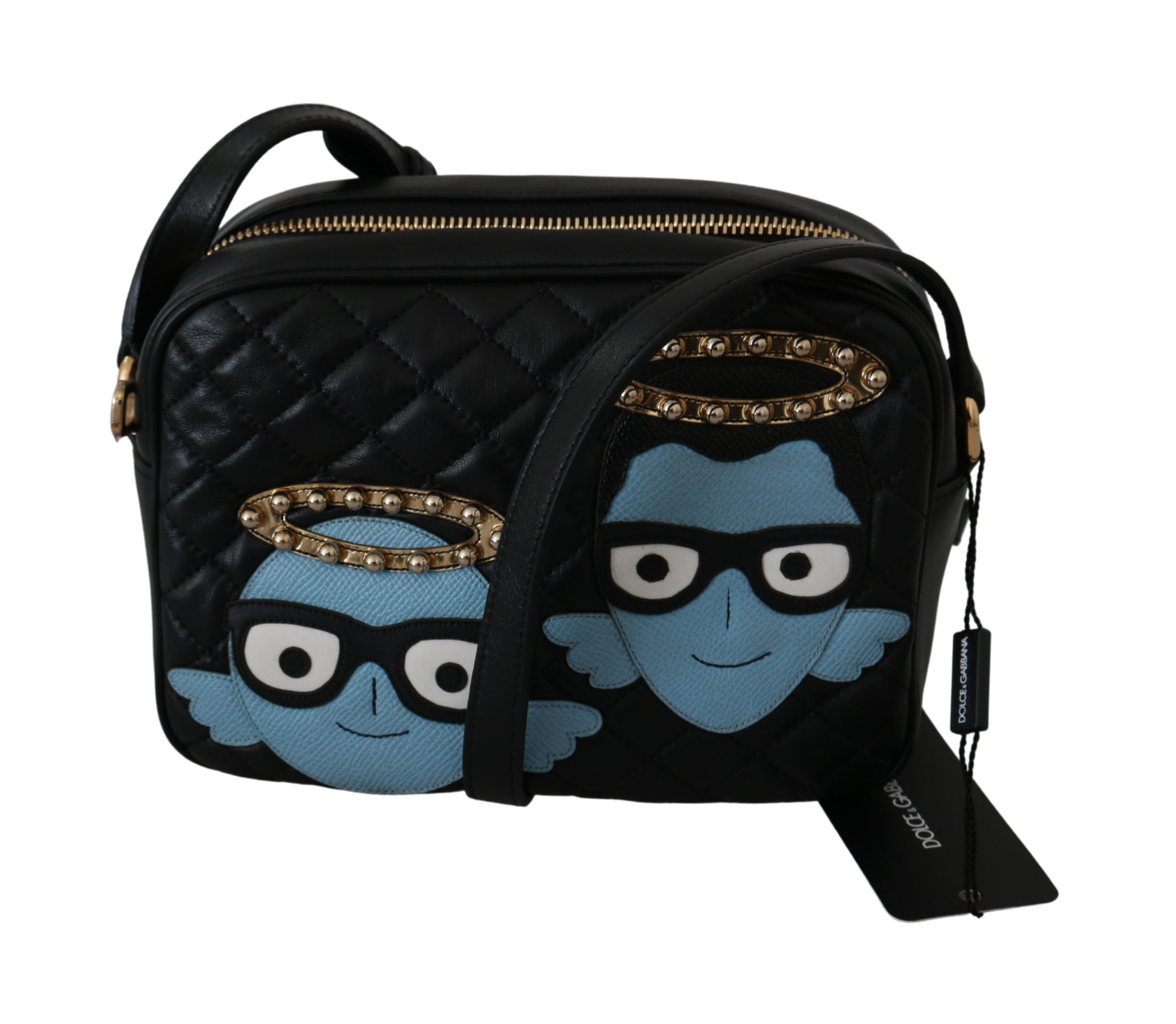 Dolce & Gabbana Women's Angel Patch GLAM Leather Crossbody Bag Black VAS9201