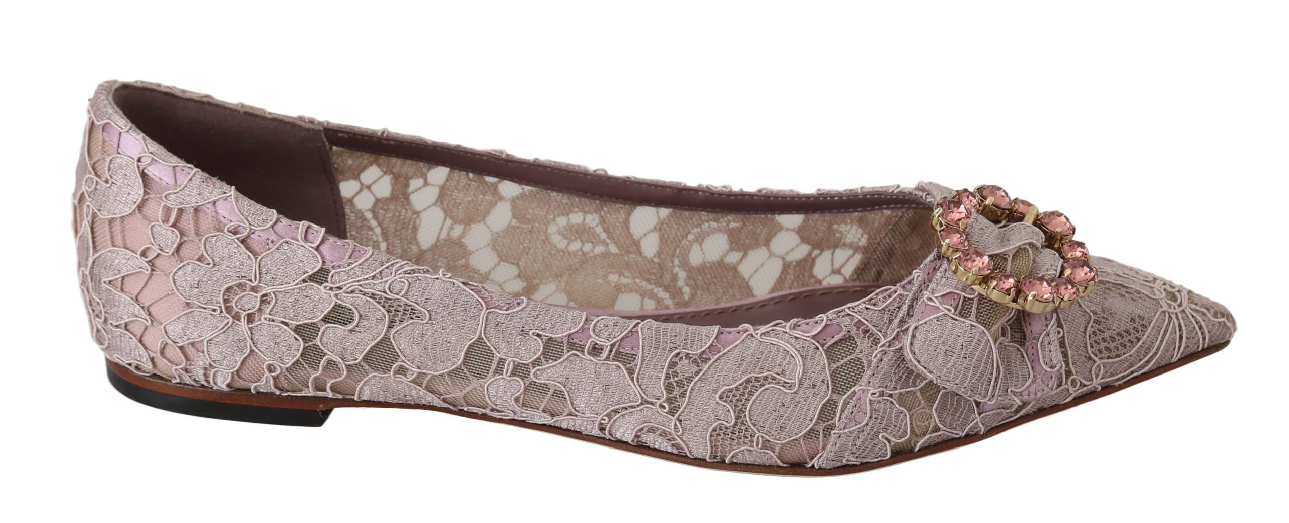 Dolce & Gabbana Women's Floral Lace Crystal Loafer Pink LA6287 - EU37/US6.5
