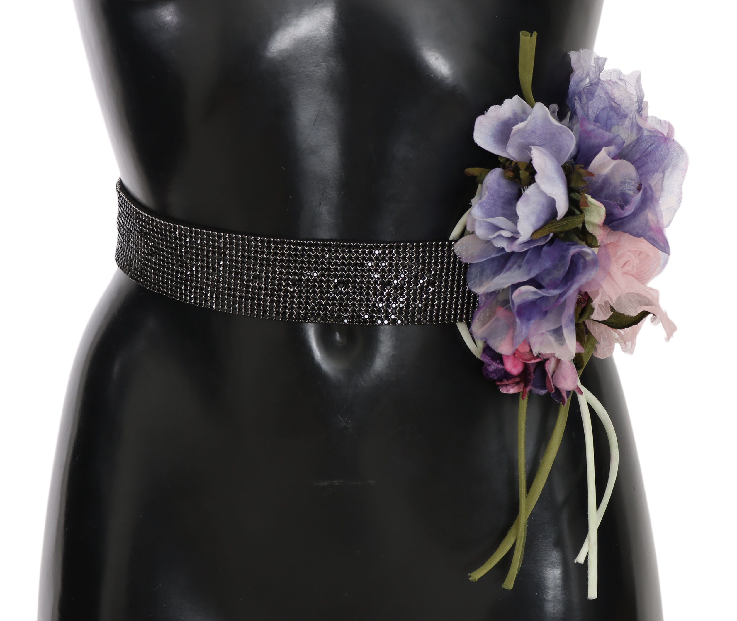 Dolce & Gabbana Women's Crystal Brass Flower Waist Belt Black SMY2007 - IT42 | S