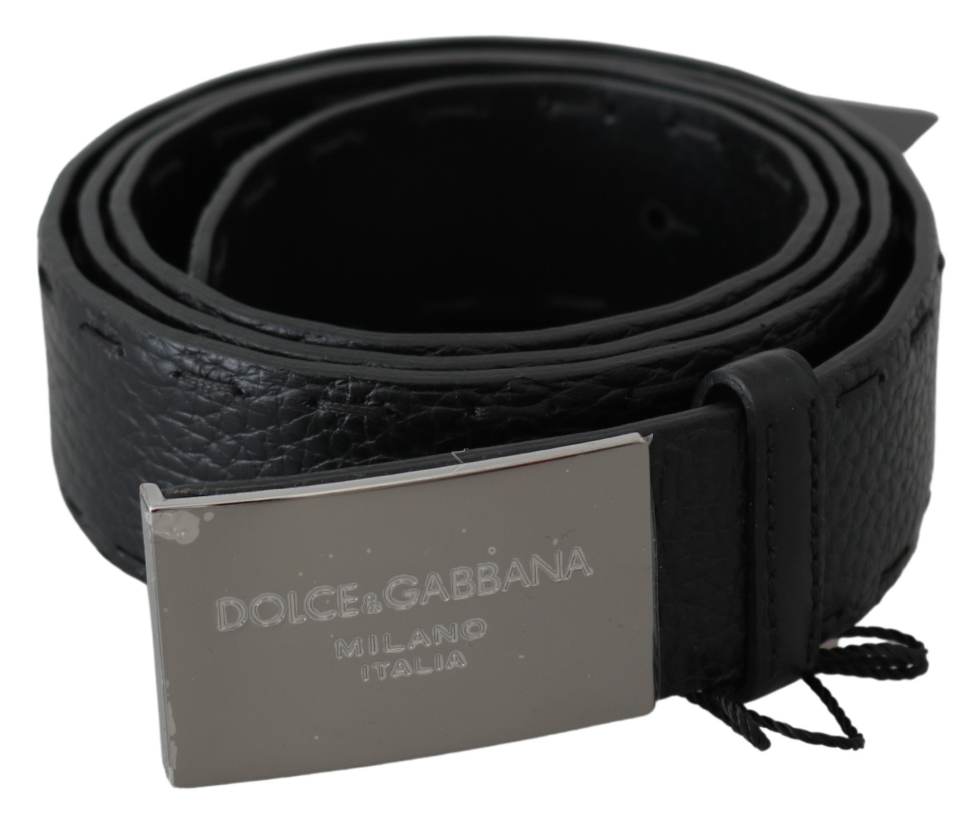 Dolce & Gabbana Men's Pattern Leather DG Logo Buckle Belt Black BEL60670 - 100 cm / 40 Inches