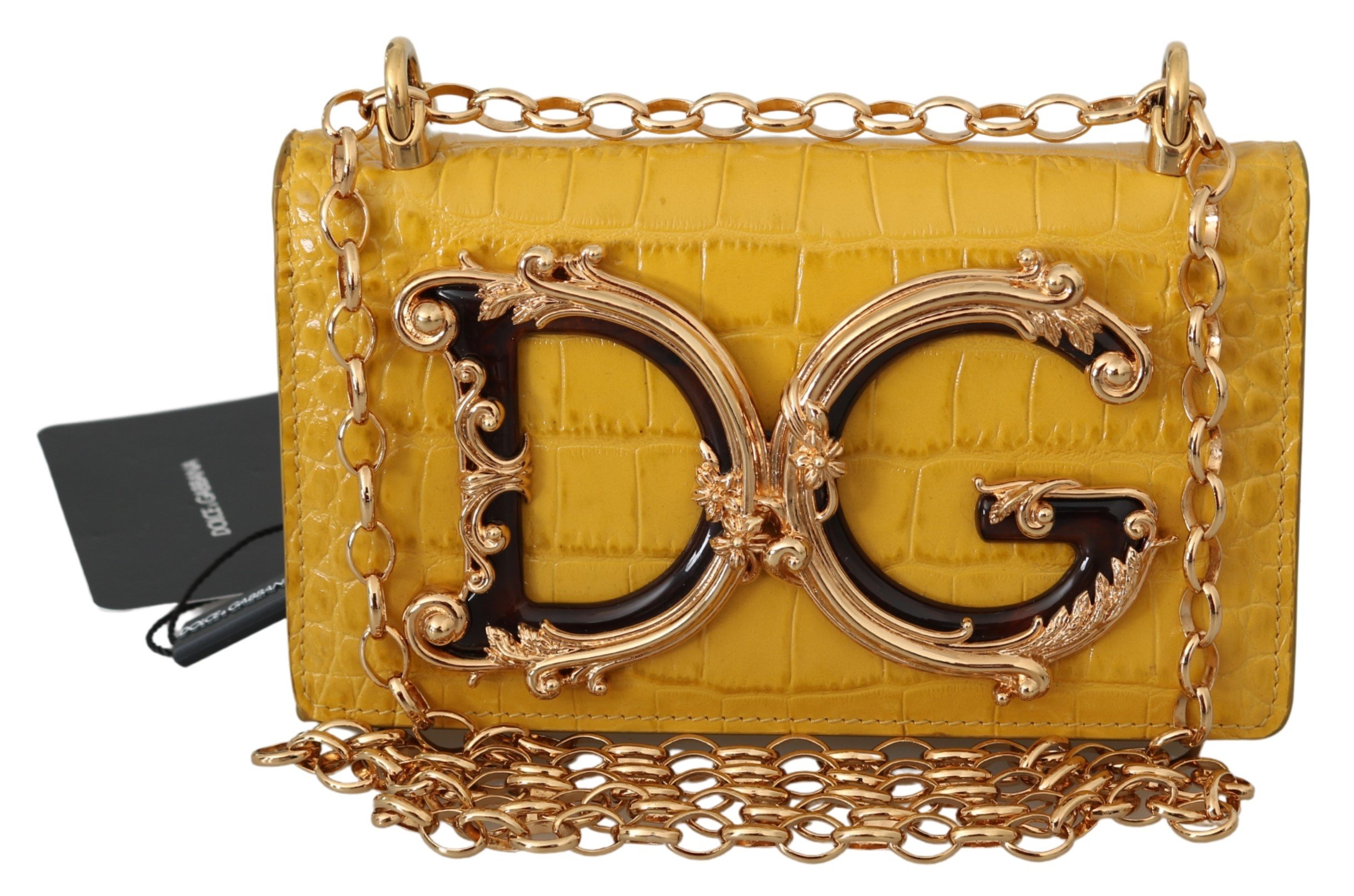 Dolce & Gabbana Women's Leather Logo iPhone X Cover Crossbody Bag Yellow VAS9910