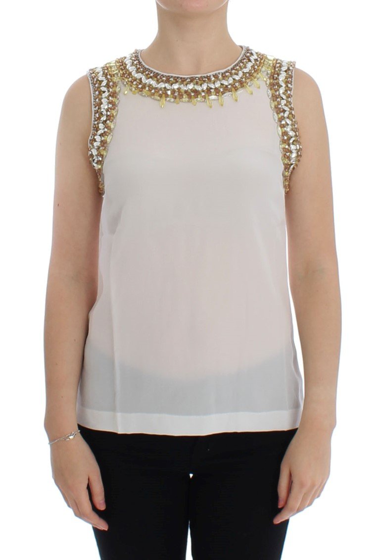 Dolce & Gabbana Women's Crystal Embellished Top White SIG13303 - IT40|S