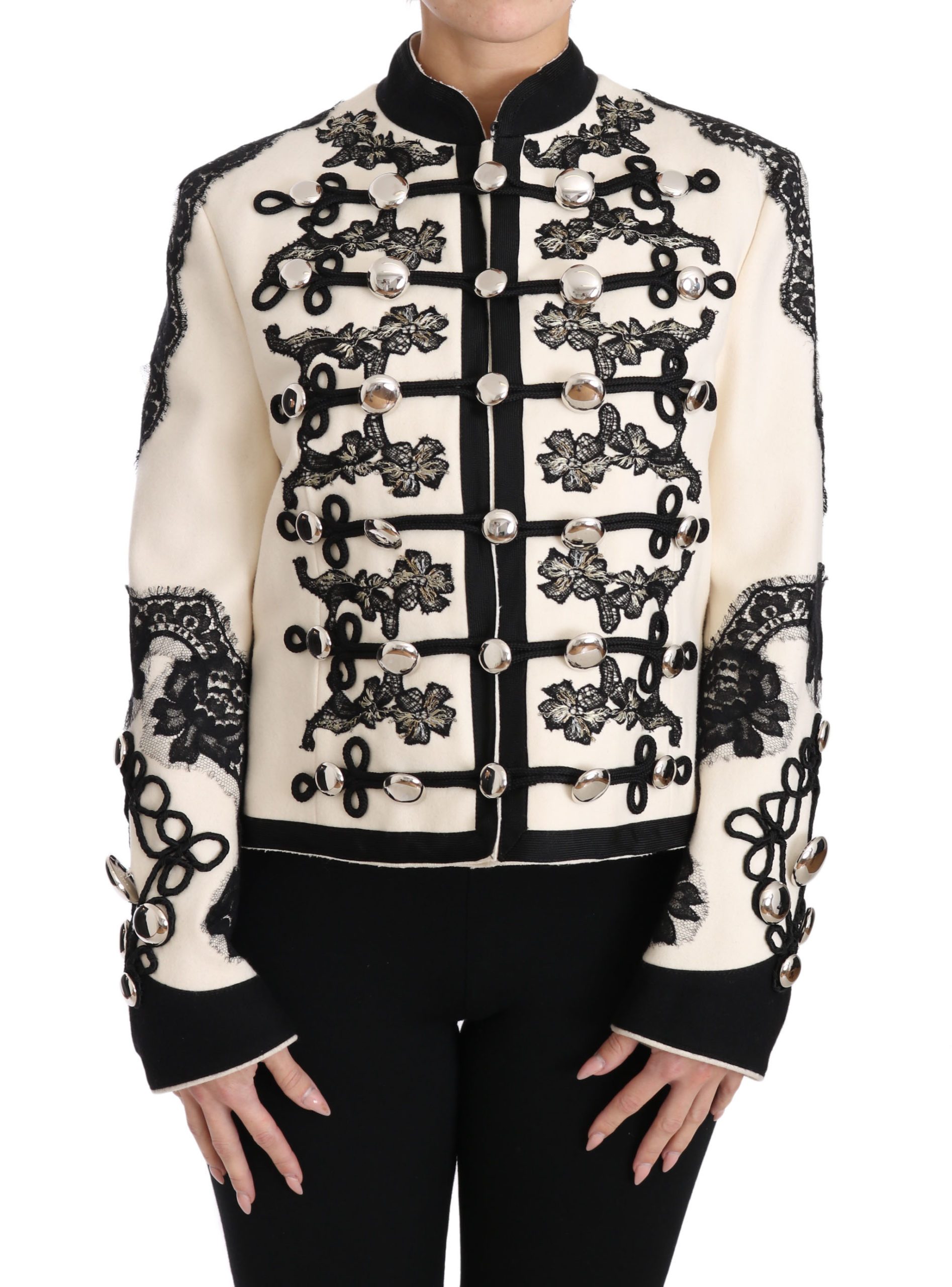 Dolce & Gabbana Women's Wool Floral Baroque Jacket White JKT2317 - IT36 | XS