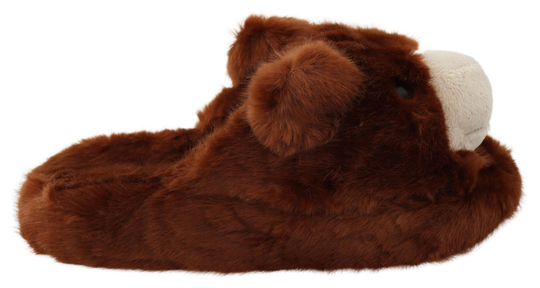 Brown Teddy Bear Slippers Sandals Shoes - EU44/US11