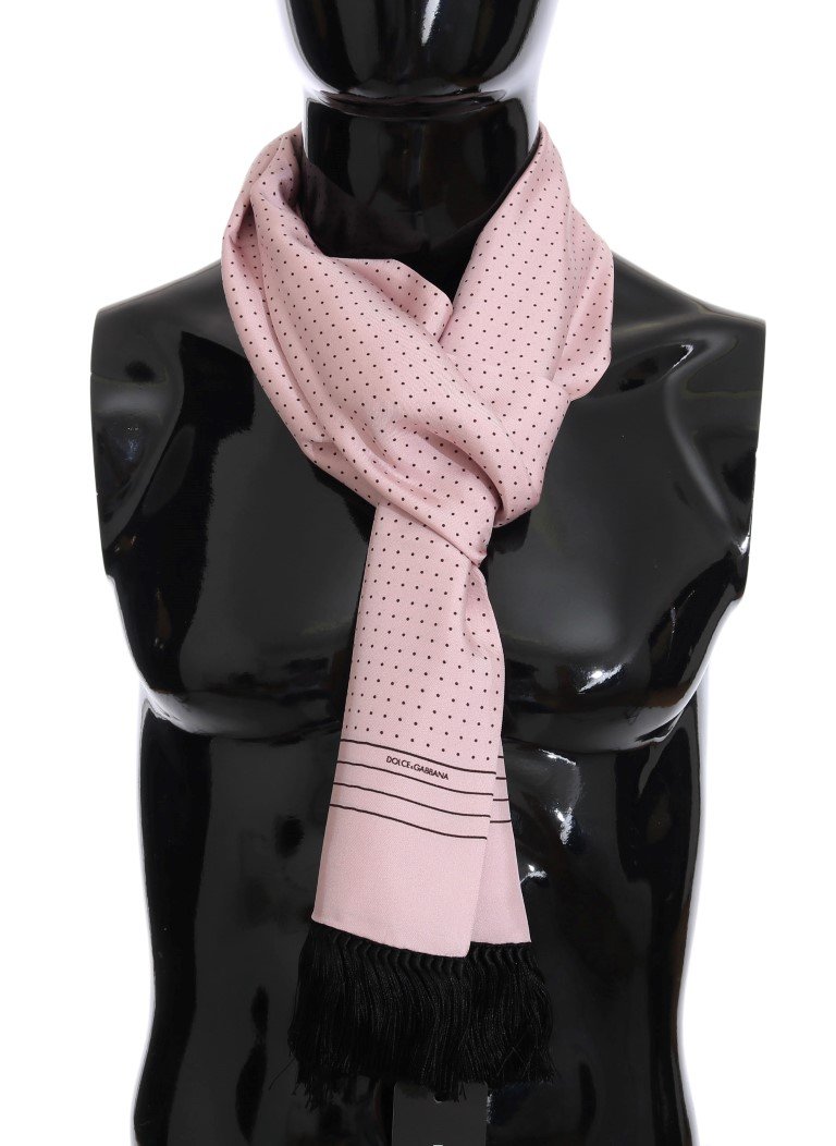 Dolce & Gabbana Men's Silk Polka Dot Scarf Pink MS2251