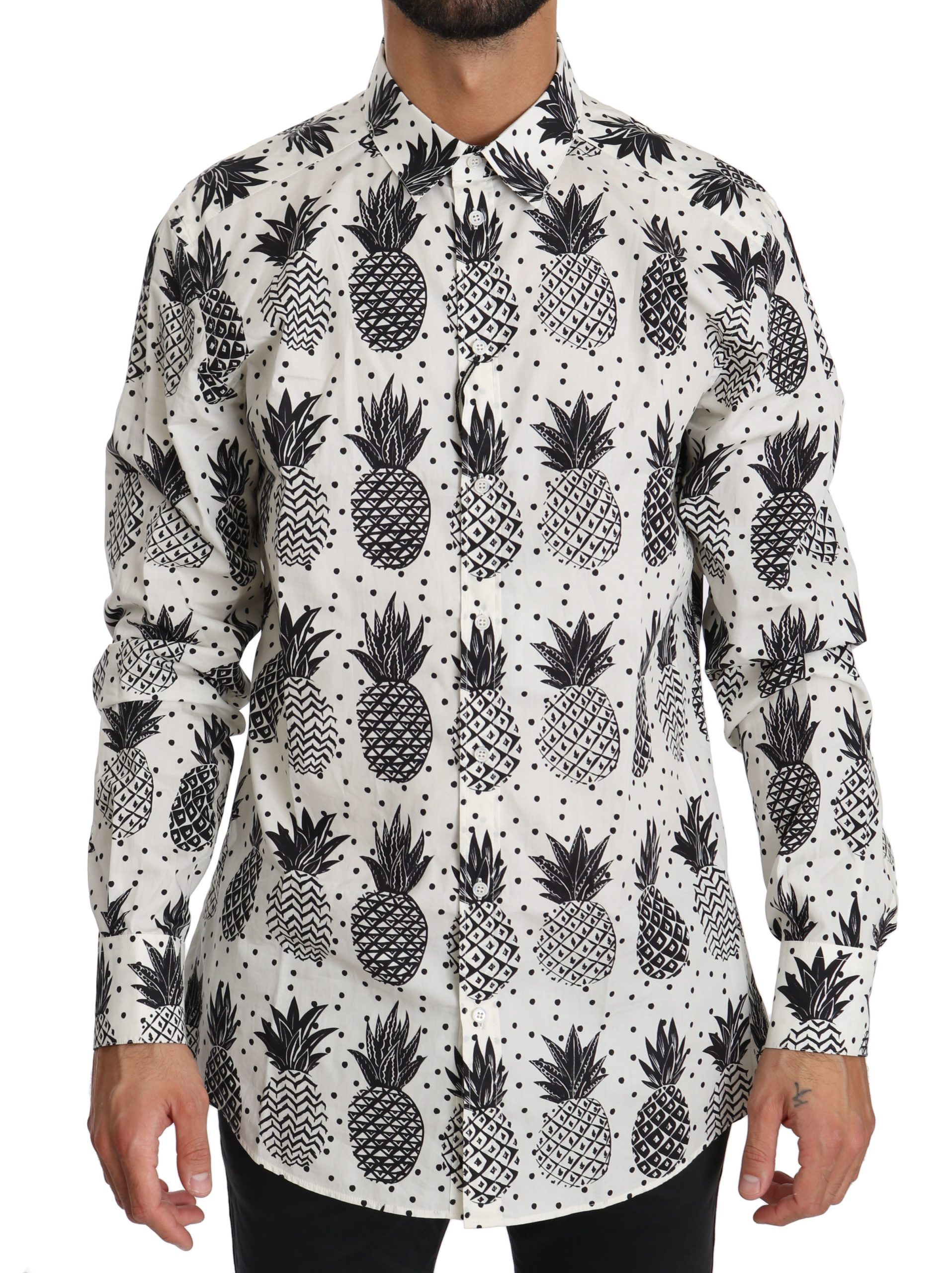 Dolce & Gabbana Men's Pineapple Cotton Shirt White TSH4007 - IT37 | XS
