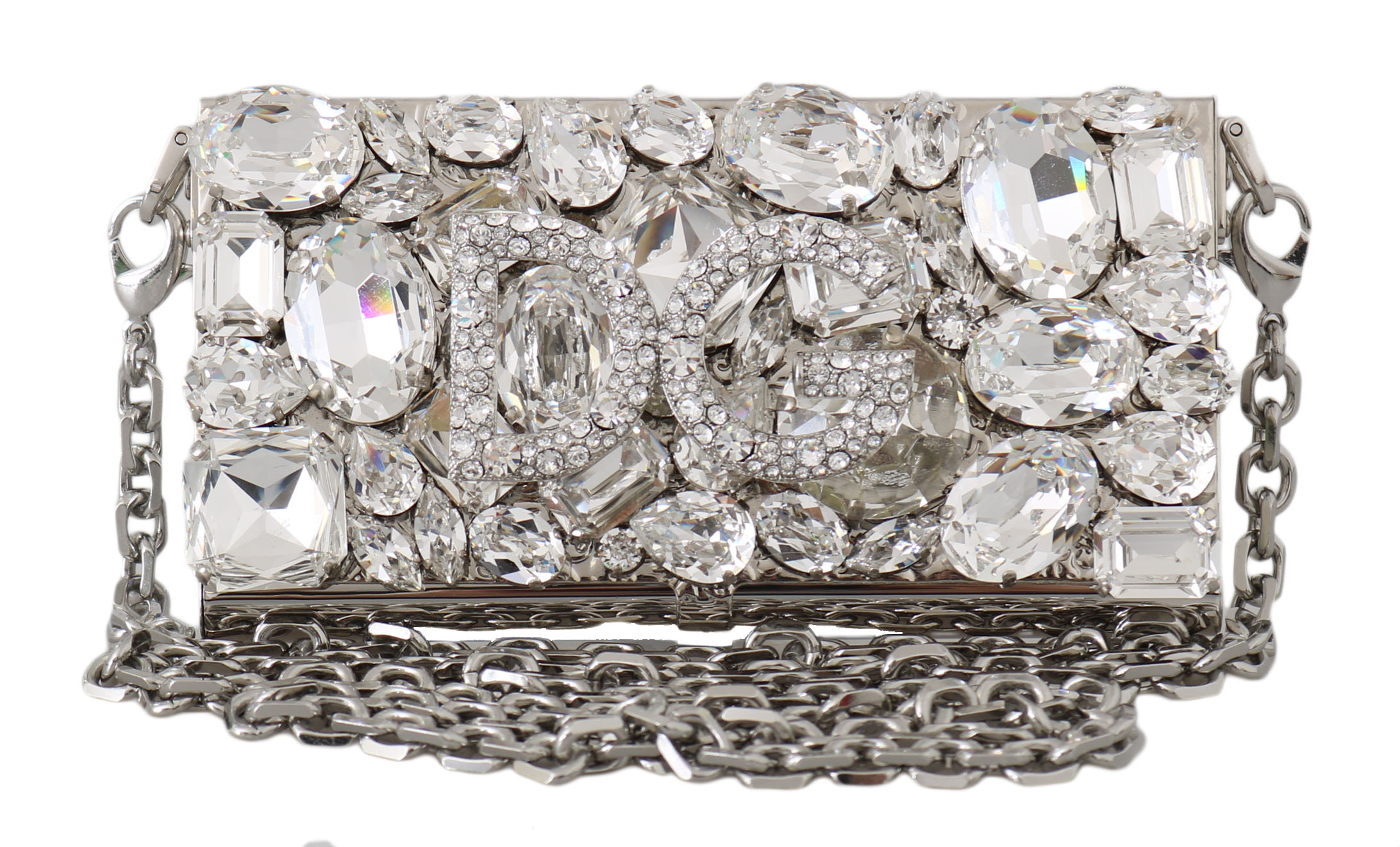 Dolce & Gabbana Women's Metal Crystal Micro Cross Body Bag Silver VA1143