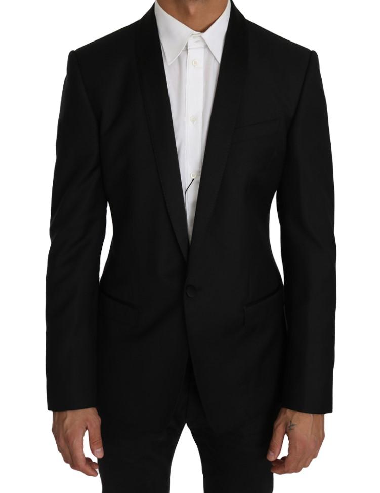 Dolce & Gabbana Men's Wool Silk GOLD Blazer Black KOS1225 - IT48 | M