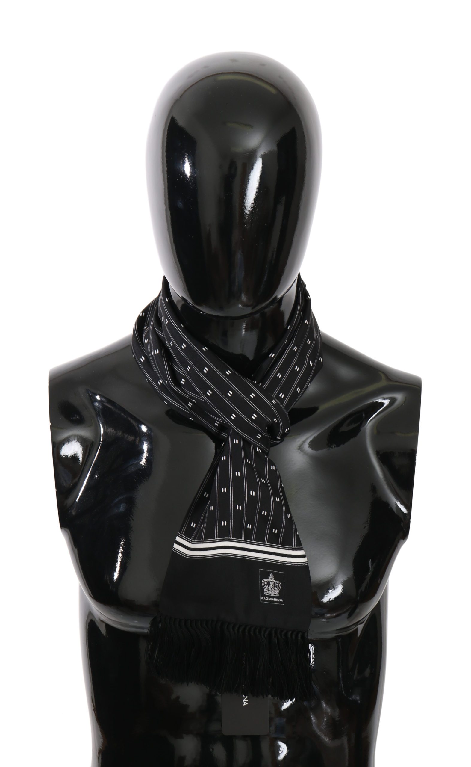 Dolce & Gabbana Men's Crown Logo Floral Scarf Black MS5040