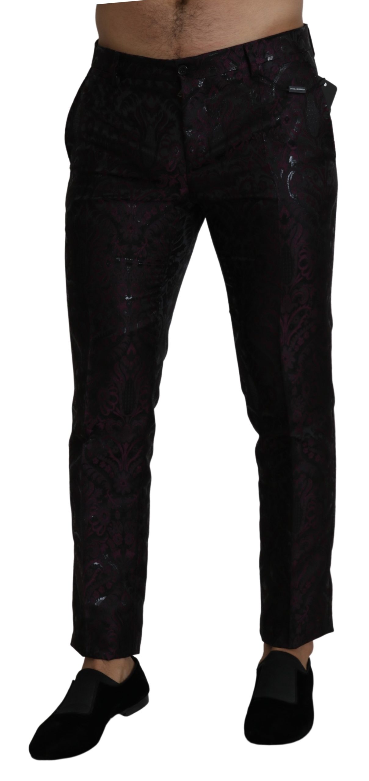 Dolce & Gabbana Men's Jacquard Dress Slim Trouser Bordeaux PAN71399 - IT48 | M