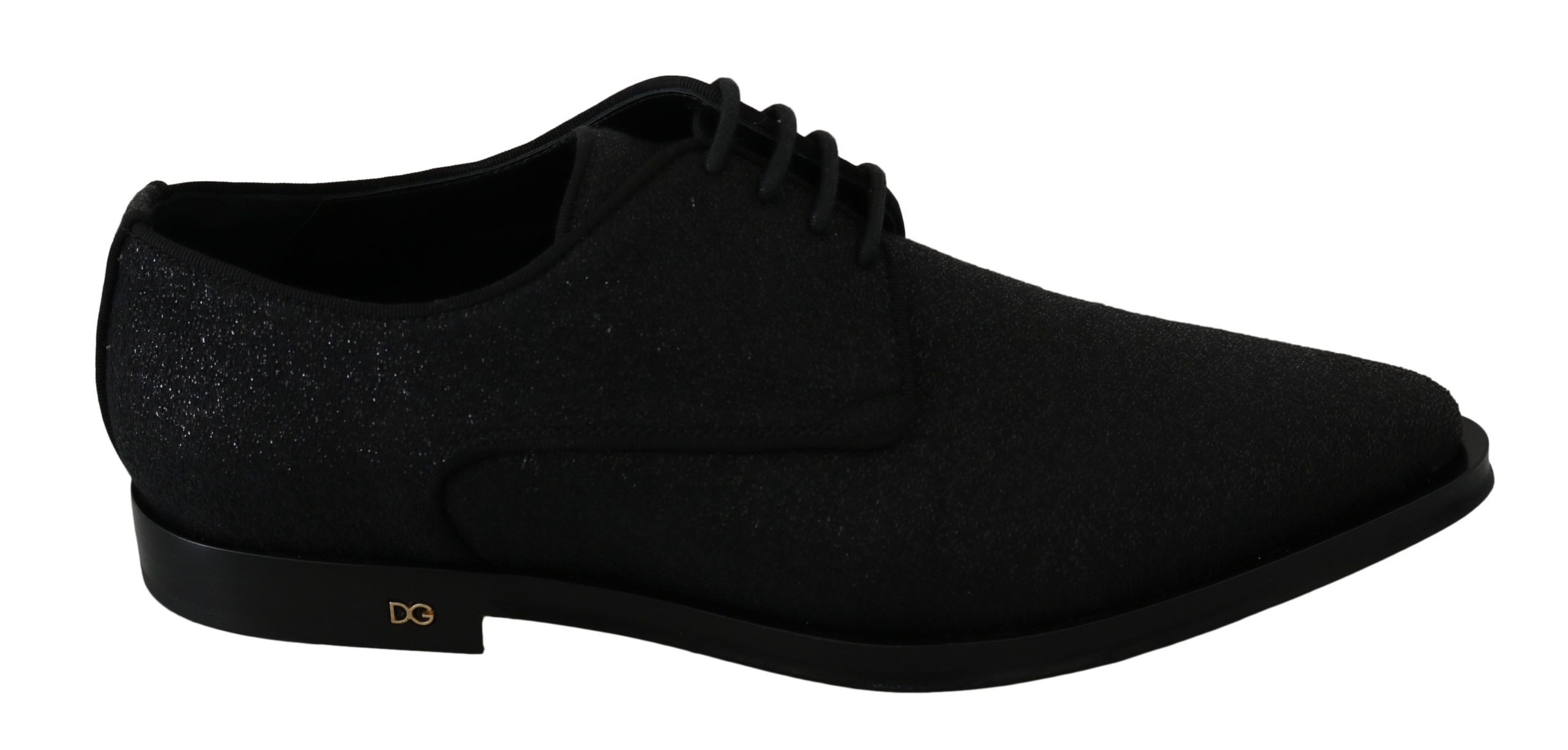 Dolce & Gabbana Women's Glittered Lace Up Leather Flats Black LA7463 - EU39/US8.5
