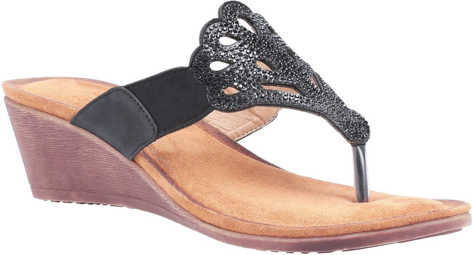 Divaz Women's Felicity Toe Post Sandal Various Colours 30123 - Black 3