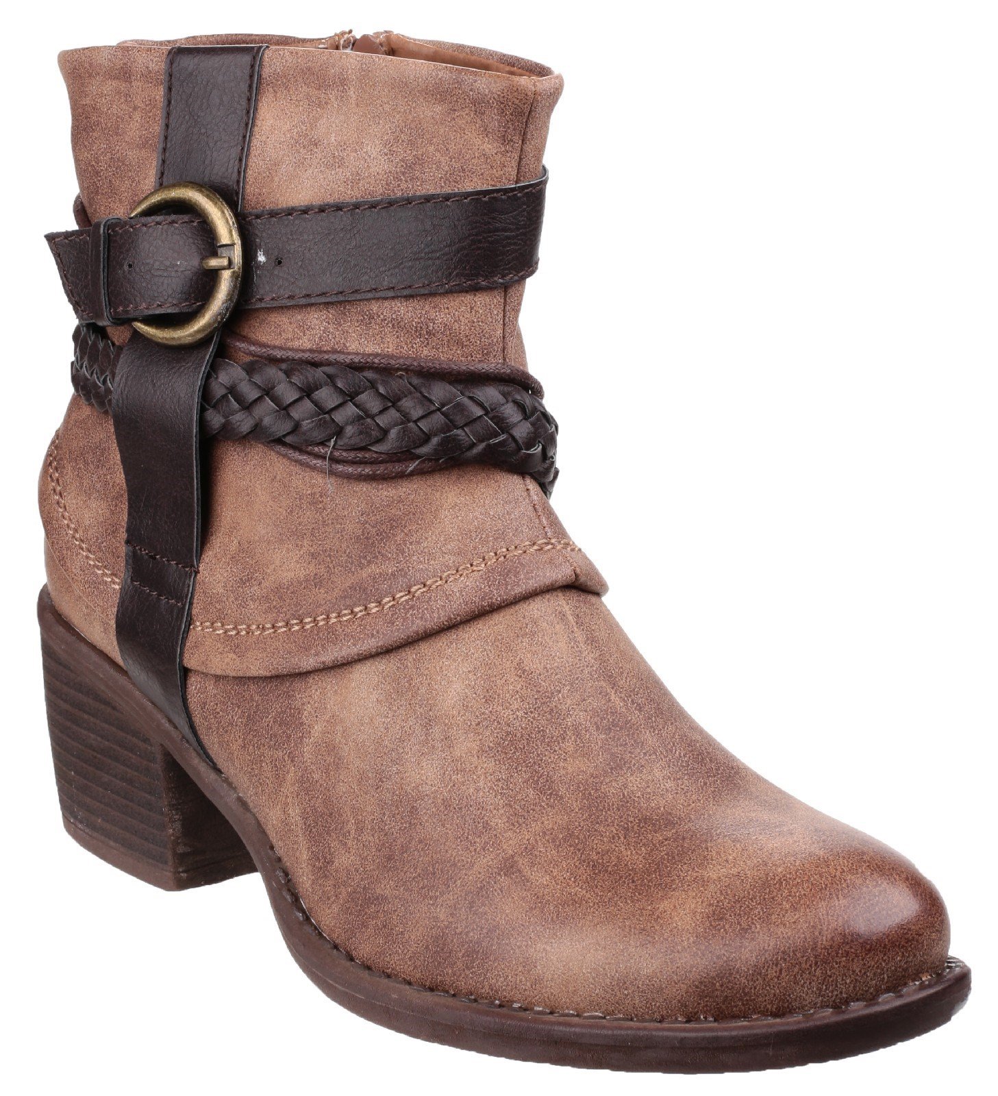 Divaz Women's Vado Zip Up Ankle Boot Brown 22807-37232 - Tan 3