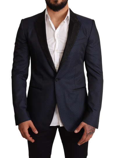 Blue Wool Slim Fit MARTINI Blazer Jacket - IT48 | M