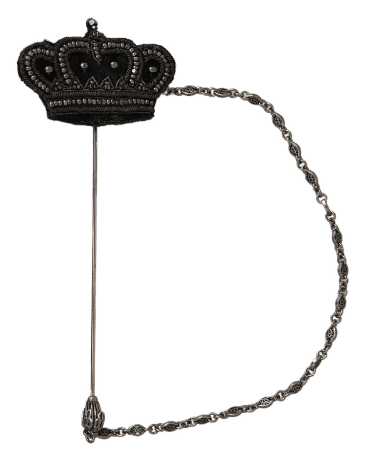 Dolce & Gabbana Women's Crown Beaded Brooch Silver SMY100190