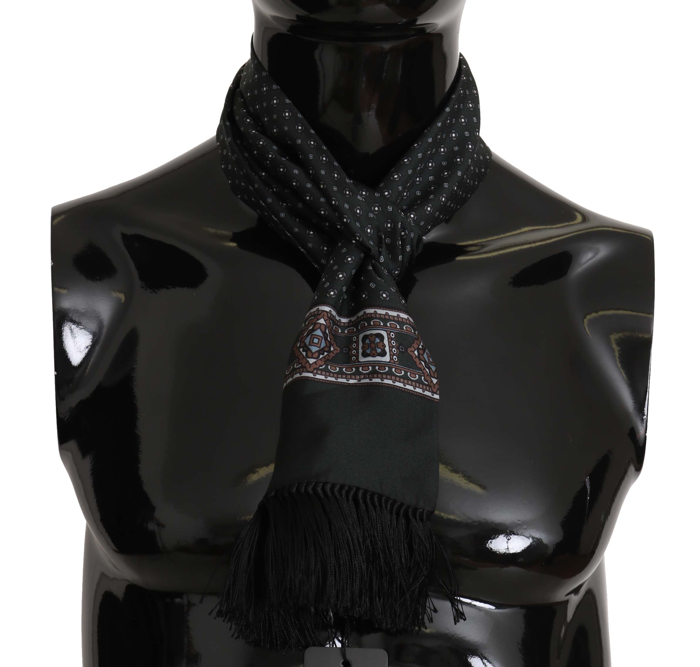 Dolce & Gabbana Men's Baroque Tassel Silk Scarf Green v