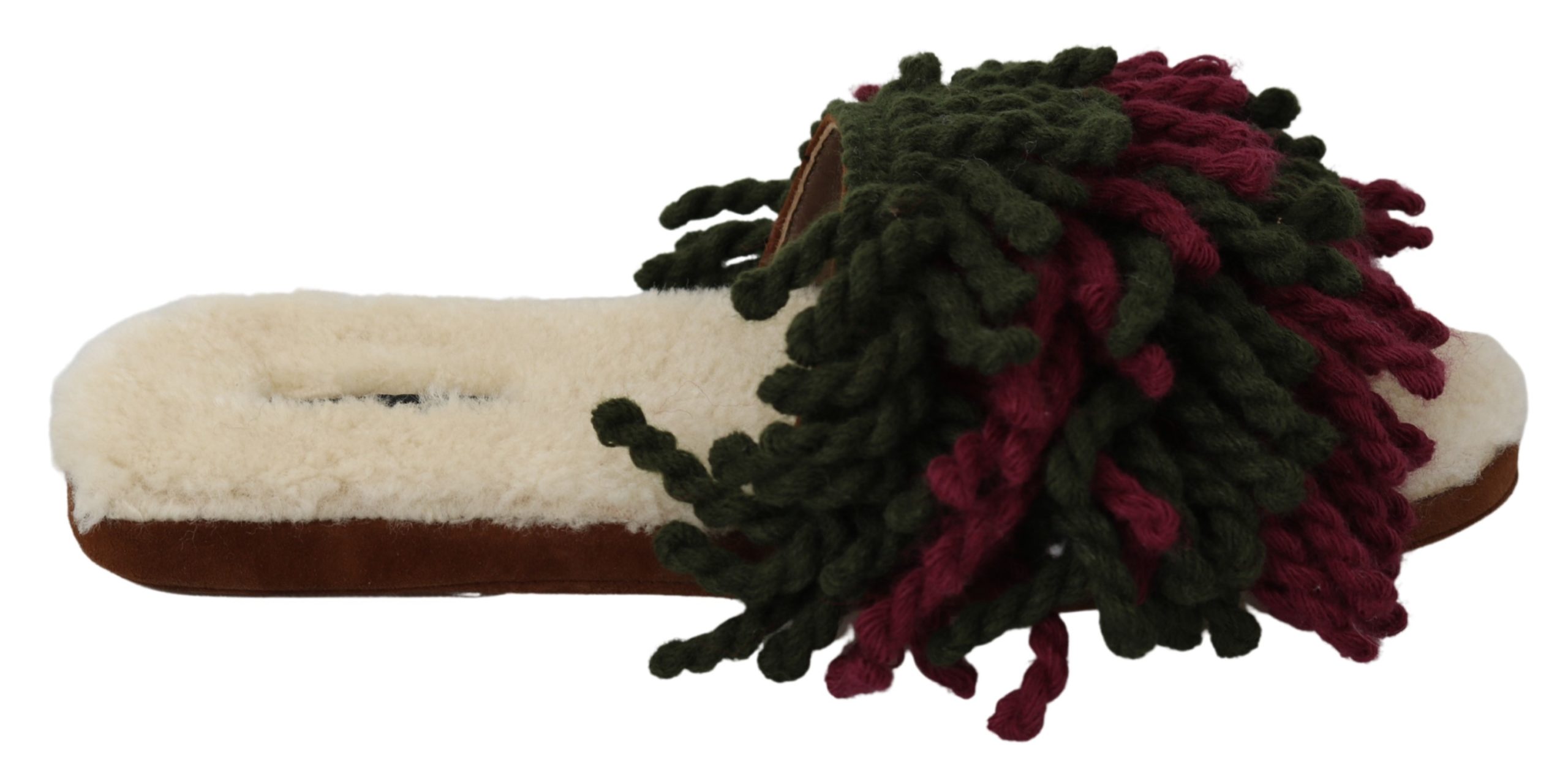 Dolce & Gabbana Women's Suede Shearling Slippers Multicolor LA6893 - EU39/US8.5
