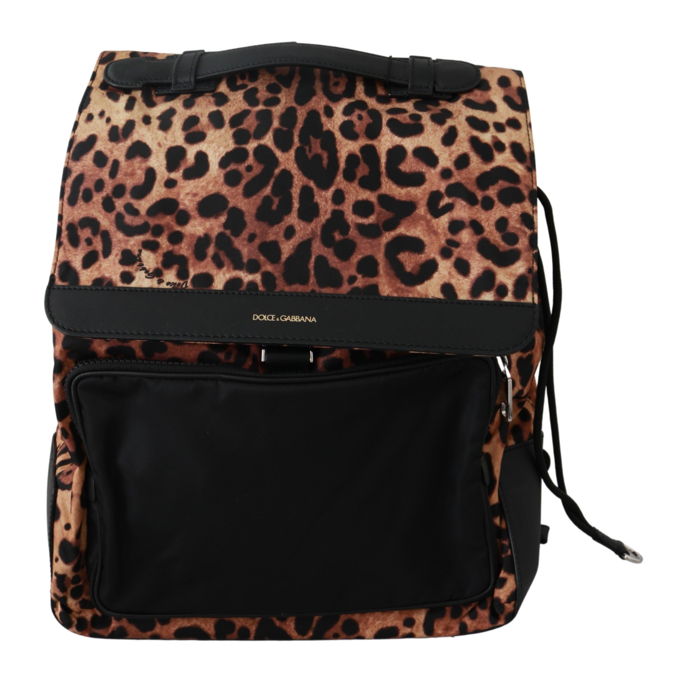 Dolce & Gabbana Men's Leopard Print School Leather Backpack Brown VAS9258