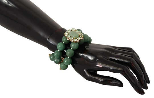 Green Gem Crystals Gold Brass Armband SFERE Bracelet
