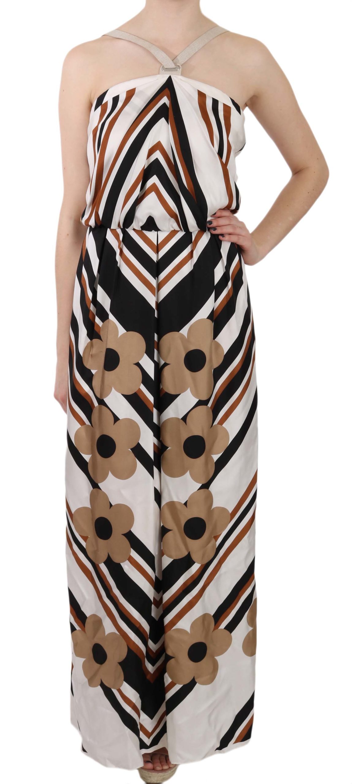 Dolce & Gabbana Women's Striped Silk Gown Dress White DR1686 - IT40|S