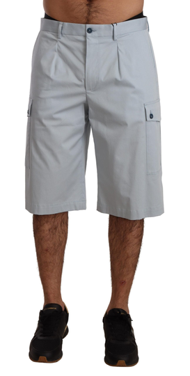 Light Blue Cotton Pockets Denim Cargo Shorts - IT48 | M