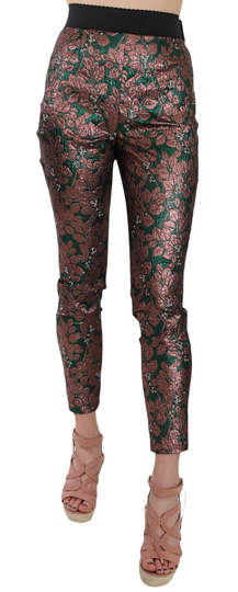Multicolor Iridescent Brocade Jacquard Trousers Crop Pants - IT36 | XS