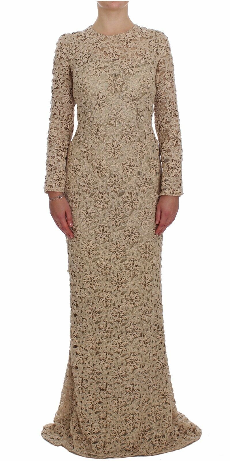 Dolce & Gabbana Women's Floral Lace Sheath Dress Beige NOC10124 - IT40|S