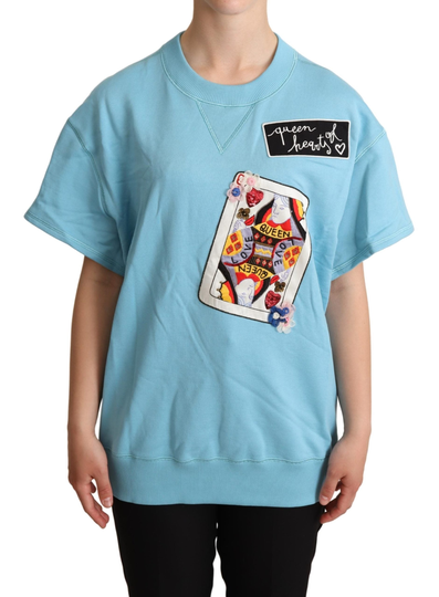 BLue Queen Of Hearts Card Sweater T-shirt - IT36 | XS