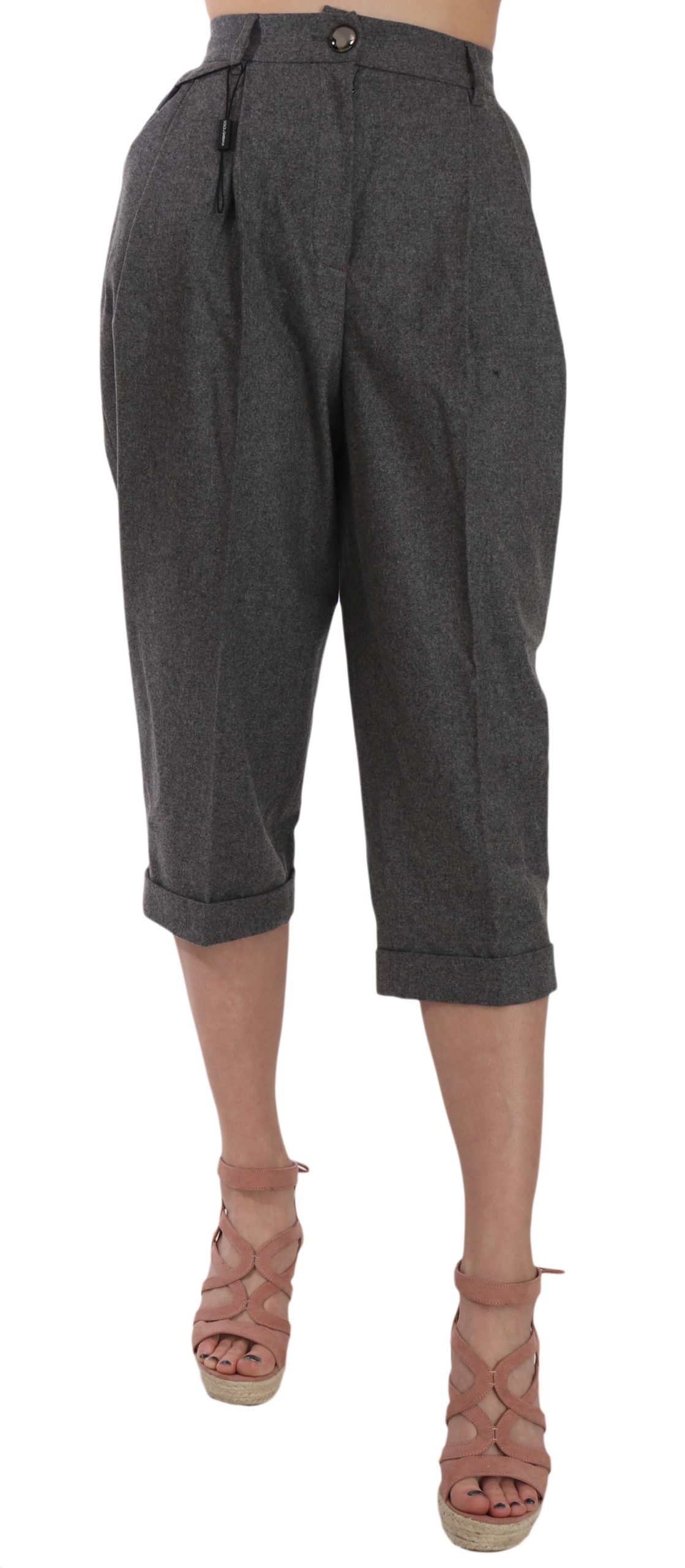 Dolce & Gabbana Women's Cropped Trouser Pleated Trouser Gray PAN70005 - IT36|XXS