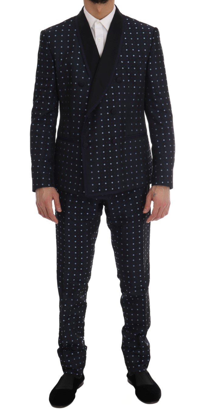 Dolce & Gabbana Men's Silk Double Breasted 3 Piece Suit Blue KOS1172 - IT52 | XL