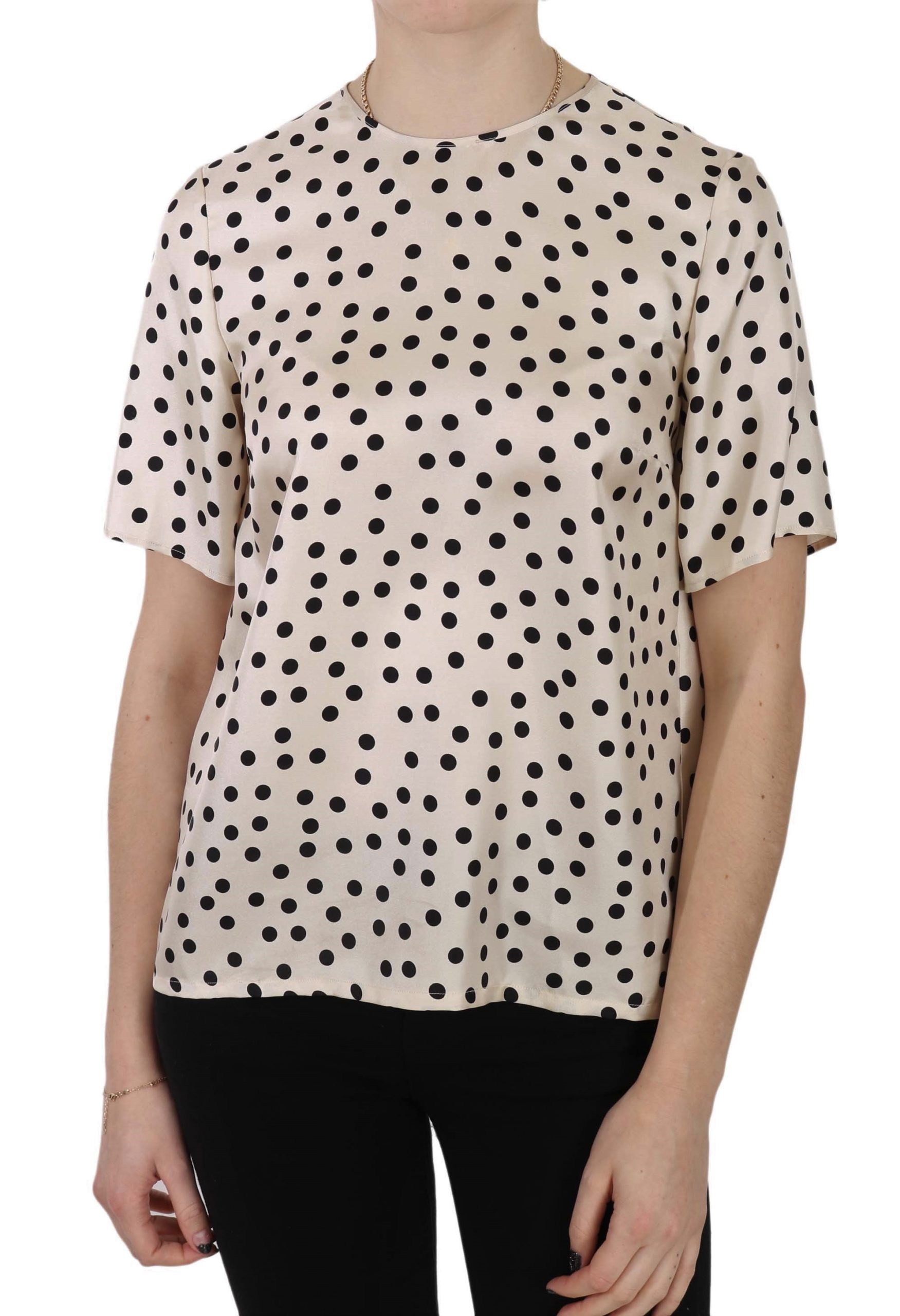 Dolce & Gabbana Women's Polka Dot SS Top Beige TSH3244 - IT42|M