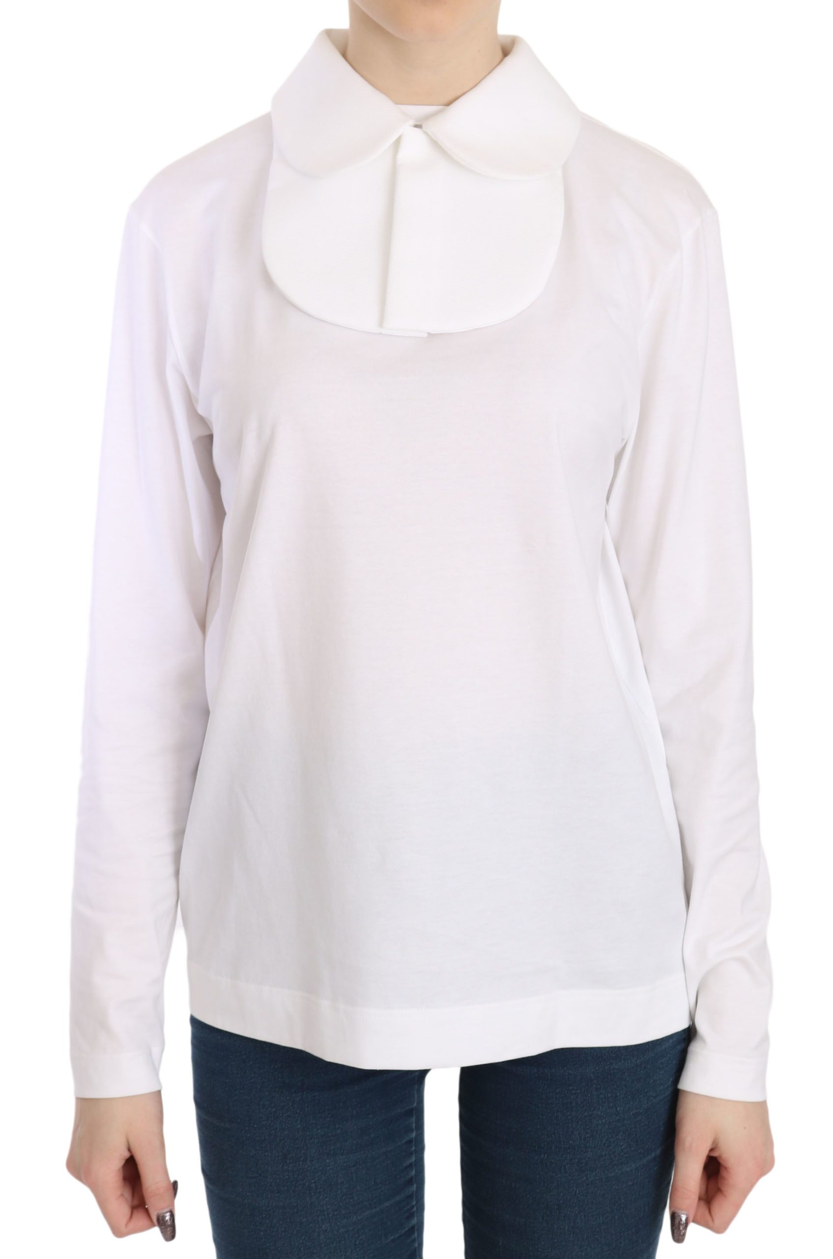 Dolce & Gabbana Women's LS Collared Top White TSH3657 - IT40|S